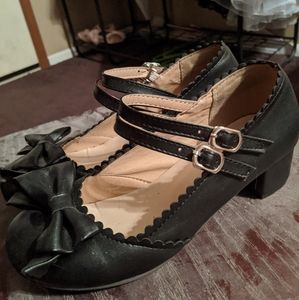 Black Lolita tea party shoes OBO